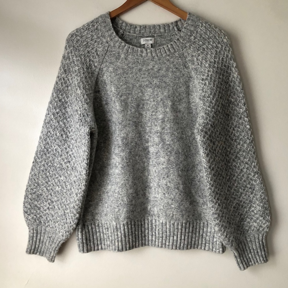 J. Crew Factory Honeycomb Balloon Sleeve Sweater Size Medium